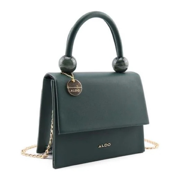 Aldo Dark Green Mini Bag With Gold Accents